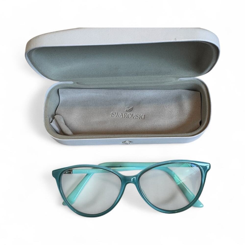 Swarovski Teal Green Glasses Womens SK51363 W/Case Classic Luxury